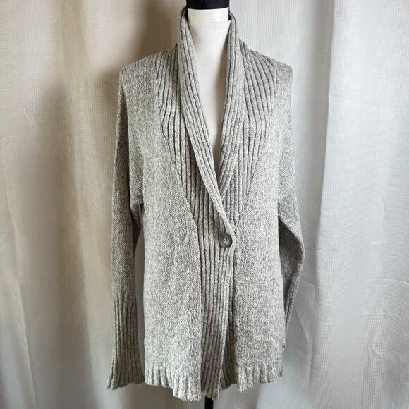 Eddie Bauer Sleepwear Open Front Beige Size XS/S Petite Cardigan Cozy Cowl Neck - Picture 1 of 8